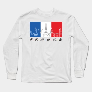 france flag and skyline Long Sleeve T-Shirt